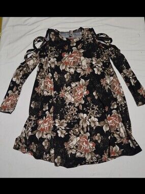 Pomelo girls 7-8 black floral dress #25